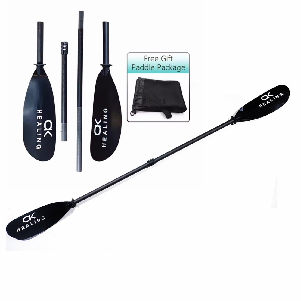 Kayak Paddle Carbon - ストック4セクションブラックカーボン3KマットPVCカヤックパドル2150〜2400mmダブルABSブレード、取り外し可能なシャフト付きローイングオール用